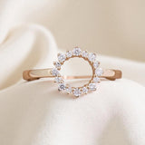 HMJ Ring Lab Grown Diamond 18K 14K 10K Gold Silver Band Sunflower Halo jewelry for Men Women No Fade Dazzling Fire Vintage