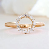 HMJ Ring Lab Grown Diamond 18K 14K 10K Gold Silver Band Sunflower Halo jewelry for Men Women No Fade Dazzling Fire Vintage
