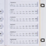 CUSTOM ZIRCON SETS - COMPARISON CHART FOR VARIOUS SHAPES AND SIZES SUITABLE FOR JEWELRY TOOLS