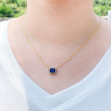 6×8mm Lab Grown Gemstone Emerald Cut Necklace D Color Ruby Sapphire Emerald VVS1 Clarity Banquet Anniversary