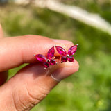 925 Sterling Silver / 10K / 14K / 18K Black-Plated Stud Earrings for Women - Butterfly Design with D-Color Moissanite Ruby Sapphire & Emerald