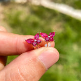 925 Sterling Silver / 10K / 14K / 18K Black-Plated Stud Earrings for Women - Butterfly Design with D-Color Moissanite Ruby Sapphire & Emerald