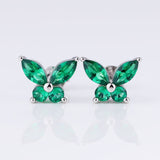 925 Sterling Silver Moissanite Lab Grown Gemstone Marquise Round Butterfly Stud Earrings Banquet Gift