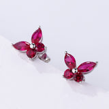 925 Sterling Silver Moissanite Lab Grown Gemstone Marquise Round Butterfly Stud Earrings Banquet Gift