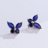925 Sterling Silver Moissanite Lab Grown Gemstone Marquise Round Butterfly Stud Earrings Banquet Gift