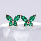 925 Sterling Silver Moissanite Lab Grown Gemstone Marquise Round Butterfly Stud Earrings Banquet Gift