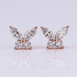 925 Sterling Silver Moissanite Lab Grown Gemstone Marquise Round Butterfly Stud Earrings Banquet Gift