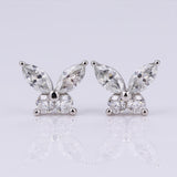 925 Sterling Silver Moissanite Lab Grown Gemstone Marquise Round Butterfly Stud Earrings Banquet Gift