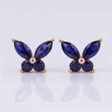 925 Sterling Silver Moissanite Lab Grown Gemstone Marquise Round Butterfly Stud Earrings Banquet Gift