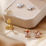 925 Sterling Silver Moissanite Lab Grown Gemstone Marquise Round Butterfly Stud Earrings Banquet Gift