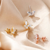 925 Sterling Silver Moissanite Lab Grown Gemstone Marquise Round Butterfly Stud Earrings Banquet Gift
