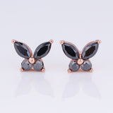 925 Sterling Silver Moissanite Lab Grown Gemstone Marquise Round Butterfly Stud Earrings Banquet Gift