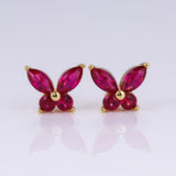 925 Sterling Silver Moissanite Lab Grown Gemstone Marquise Round Butterfly Stud Earrings Banquet Gift