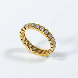 Moissanite Ring Full Eternity Engagement Ring Emerald Cut 18K 14K Gold Silver Band Wedding Band jewelry for Women Bezel Set