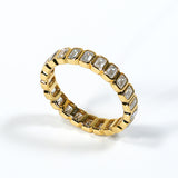 Moissanite Ring Full Eternity Engagement Ring Emerald Cut 18K 14K Gold Silver Band Wedding Band jewelry for Women Bezel Set