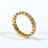 Moissanite Ring Full Eternity Engagement Ring Emerald Cut 18K 14K Gold Silver Band Wedding Band jewelry for Women Bezel Set