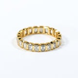 Moissanite Ring Full Eternity Engagement Ring Emerald Cut 18K 14K Gold Silver Band Wedding Band jewelry for Women Bezel Set