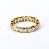 Moissanite Ring Full Eternity Engagement Ring Emerald Cut 18K 14K Gold Silver Band Wedding Band jewelry for Women Bezel Set