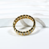 Moissanite Ring Full Eternity Engagement Ring Emerald Cut 18K 14K Gold Silver Band Wedding Band jewelry for Women Bezel Set