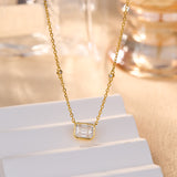 6×8mm Lab Grown Gemstone Emerald Cut Necklace D Color Ruby Sapphire Emerald VVS1 Clarity Banquet Anniversary