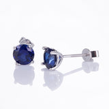 925 Sterling Silver  Lab Grown Gemstone Round Four-Claw Earrings ruby sapphire Emerald Anniversary Collection
