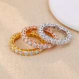 S925 Silver Pave Ring White Moissanite Ring Round Brilliant Cut Party Wedding Engagement Jewelry Gift