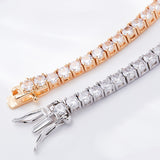 Four-Claw Tennis Bracelet With 5mm Round Moissanite Diamonds 925 Silver Plated With White Gold Daily Jewelry For Women Christmas & Anniversary Gift Allergy