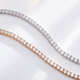 Four-Claw Tennis Bracelet With 5mm Round Moissanite Diamonds 925 Silver Plated With White Gold Daily Jewelry For Women Christmas & Anniversary Gift Allergy