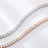 Four-Claw Tennis Bracelet With 5mm Round Moissanite Diamonds 925 Silver Plated With White Gold Daily Jewelry For Women Christmas & Anniversary Gift Allergy