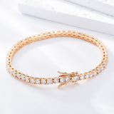 Four-Claw Tennis Bracelet With 5mm Round Moissanite Diamonds 925 Silver Plated With White Gold Daily Jewelry For Women Christmas & Anniversary Gift Allergy