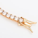 Four-Claw Tennis Bracelet With 5mm Round Moissanite Diamonds 925 Silver Plated With White Gold Daily Jewelry For Women Christmas & Anniversary Gift Allergy