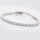 Four-Claw Tennis Bracelet With 5mm Round Moissanite Diamonds 925 Silver Plated With White Gold Daily Jewelry For Women Christmas & Anniversary Gift Allergy