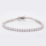 Four-Claw Tennis Bracelet With 5mm Round Moissanite Diamonds 925 Silver Plated With White Gold Daily Jewelry For Women Christmas & Anniversary Gift Allergy