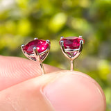 S925 Silver Lab Ruby Emerald Screw Earring 5.0mm Lab-Grown Gemstone Round Stone Fine Jewelry Gift Jewelry For Women Ear Jewel