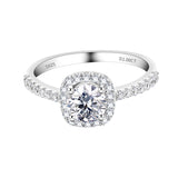 Square Shape with Round Cut Moissanite Halo Half-Eternity Ring Women Only Gifts For Festivals And Anniversaries