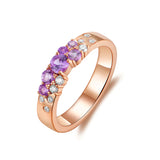 Ring Flower Bud Shape Lab Grown Pink Sapphire 10K 14K 925 Sterling Silver Wedding Band jewelry for Woman Men Romantic Charms