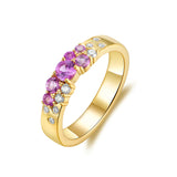 Ring Flower Bud Shape Lab Grown Pink Sapphire 10K 14K 925 Sterling Silver Wedding Band jewelry for Woman Men Romantic Charms