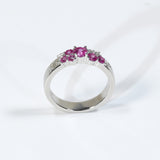 Ring Flower Bud Shape Lab Grown Pink Sapphire 10K 14K 925 Sterling Silver Wedding Band jewelry for Woman Men Romantic Charms
