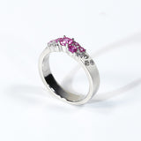 Ring Flower Bud Shape Lab Grown Pink Sapphire 10K 14K 925 Sterling Silver Wedding Band jewelry for Woman Men Romantic Charms
