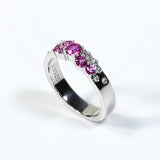 Ring Flower Bud Shape Lab Grown Pink Sapphire 10K 14K 925 Sterling Silver Wedding Band jewelry for Woman Men Romantic Charms