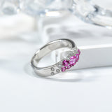 Ring Flower Bud Shape Lab Grown Pink Sapphire 10K 14K 925 Sterling Silver Wedding Band jewelry for Woman Men Romantic Charms