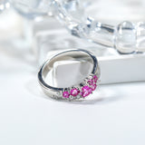 Ring Flower Bud Shape Lab Grown Pink Sapphire 10K 14K 925 Sterling Silver Wedding Band jewelry for Woman Men Romantic Charms