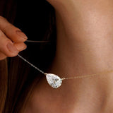 1-2CT Pear Cut Moissanite/Zircon Pendant Necklace S925 Silver East West Solitaire Water Drop Diamond Neck Chain for Women Jewelry