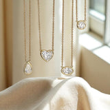 0.5-1CT Lab Grown Gemstone Necklace Series in 10K/14K/18K Gold Exclusive for Women Perfect Christmas Gift Choice Hypoallergenic