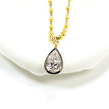 Lab Grown Diamond Pear Cut 6.75ct 4mm Gold Beaded Necklace 18K D Color 3EX VVS1 Clarity Diamond Wedding  Anniversary