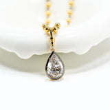 Lab Grown Diamond Pear Cut 6.75ct 4mm Gold Beaded Necklace 18K D Color 3EX VVS1 Clarity Diamond Wedding  Anniversary