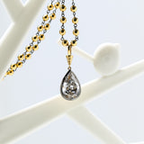 Lab Grown Diamond Pear Cut 6.75ct 4mm Gold Beaded Necklace 18K D Color 3EX VVS1 Clarity Diamond Wedding  Anniversary