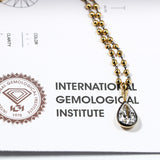 Lab Grown Diamond Pear Cut 6.75ct 4mm Gold Beaded Necklace 18K D Color 3EX VVS1 Clarity Diamond Wedding  Anniversary