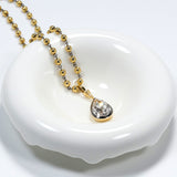 Lab Grown Diamond Pear Cut 6.75ct 4mm Gold Beaded Necklace 18K D Color 3EX VVS1 Clarity Diamond Wedding  Anniversary