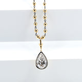 Lab Grown Diamond Pear Cut 6.75ct 4mm Gold Beaded Necklace 18K D Color 3EX VVS1 Clarity Diamond Wedding  Anniversary
